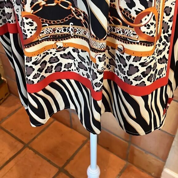 Marc New York Mixed Media Animal Print Blouse, size L - Picture 3 of 9